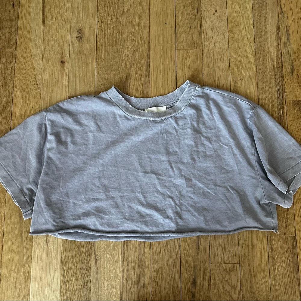 Elwood Light Purple Distressed Short Sleeve Crop Top Tee Size XS